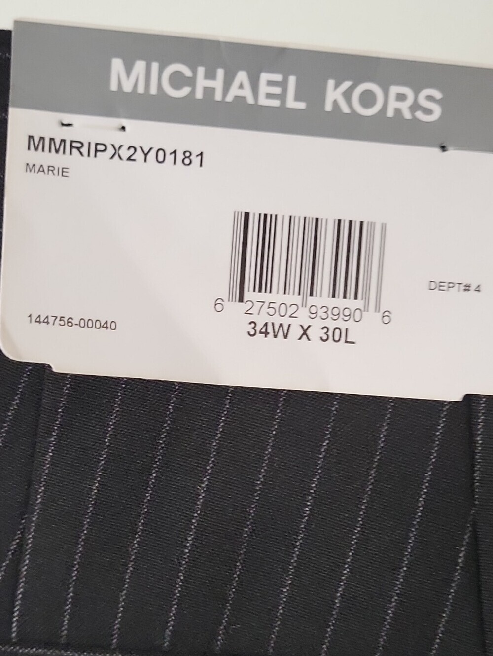 Michael Kors Men's Black Pinstripe Dress Pants 34W x 30L Flat Front - Picture 6 of 16
